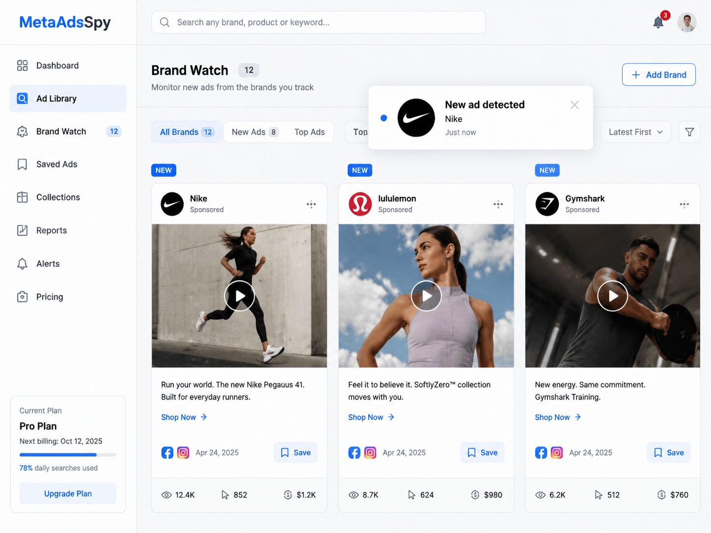 Brand watch email when competitors launch new ads