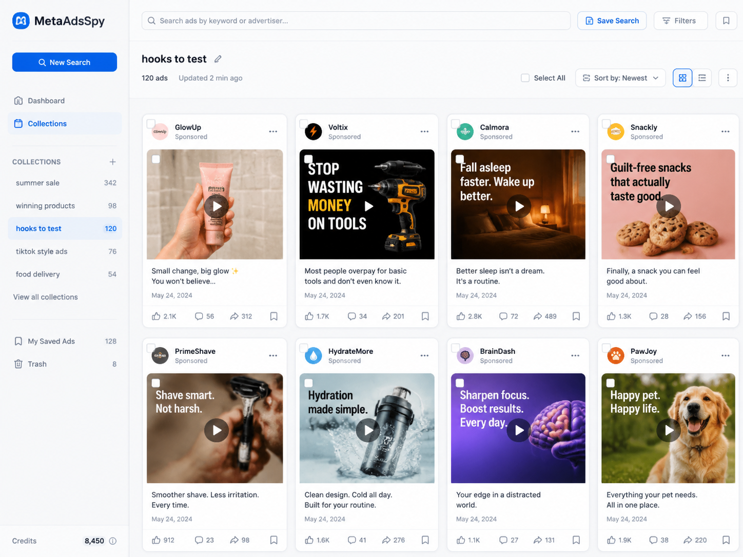Export saved ads to CSV for your creative team